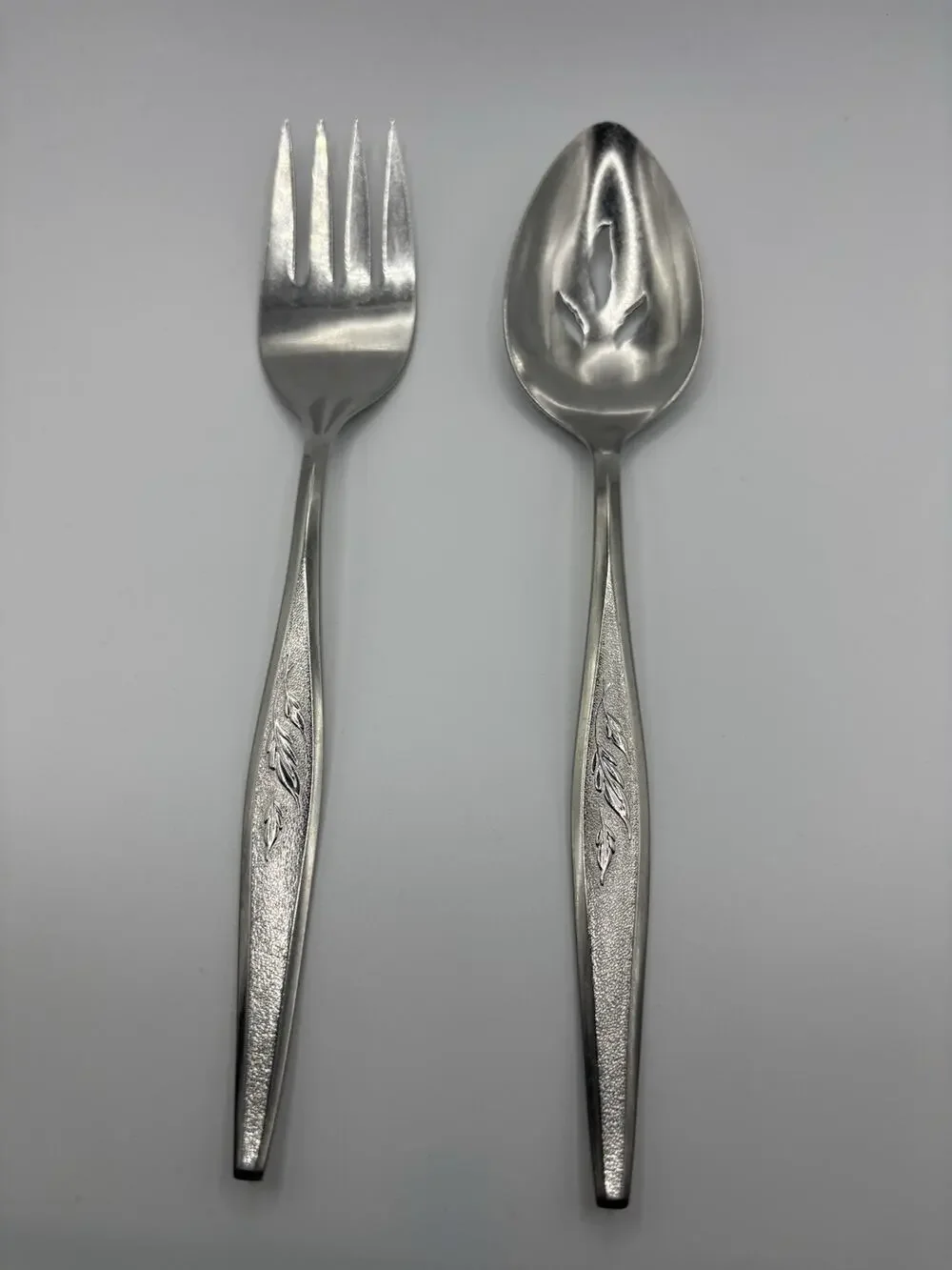 Vintage Oneida Community Stainless Wyndham Serving Fork Pierced Spoon Set